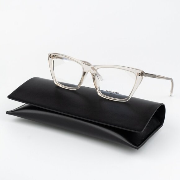 Saint Laurent Women Eyeglasses Beige Cat Eye SL737 MICA THIN OPT 004 BRAND NEW - Picture 1 of 12